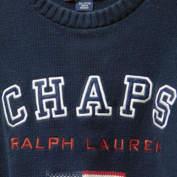VTG 80's Hand Framed Chaps Ralph Lauren Knit Crew - Picture 4 of 6